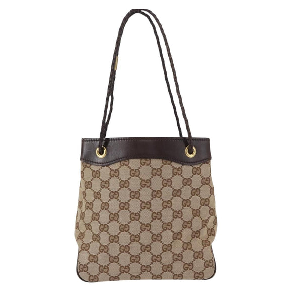 GUCCI GG Canvas Tote Bag Beige Gold 109143 Auth 151466