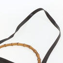 GUCCI Bamboo Shoulder Bag Nylon 2way Brown Silver Auth 151470-9