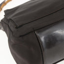 GUCCI Bamboo Shoulder Bag Nylon 2way Brown Silver Auth 151470-16