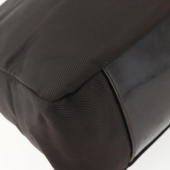 GUCCI Bamboo Shoulder Bag Nylon 2way Brown Silver Auth 151470