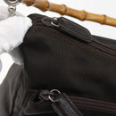 GUCCI Bamboo Shoulder Bag Nylon 2way Brown Silver Auth 151470-10