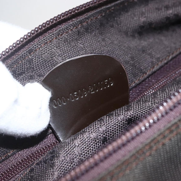 GUCCI Bamboo Shoulder Bag Nylon 2way Brown Silver Auth 151470