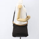 GUCCI Bamboo Shoulder Bag Nylon 2way Brown Silver Auth 151470-24