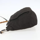 GUCCI Bamboo Shoulder Bag Nylon 2way Brown Silver Auth 151470-3