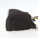 GUCCI Bamboo Shoulder Bag Nylon 2way Brown Silver Auth 151470-4