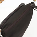 GUCCI Bamboo Shoulder Bag Nylon 2way Brown Silver Auth 151470-6