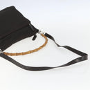 GUCCI Bamboo Shoulder Bag Nylon 2way Brown Silver Auth 151470-8