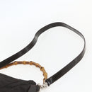 GUCCI Bamboo Shoulder Bag Nylon 2way Brown Silver 000 2404 0509 Auth 151472-10