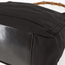 GUCCI Bamboo Shoulder Bag Nylon 2way Brown Silver 000 2404 0509 Auth 151472-12