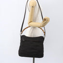 GUCCI Bamboo Shoulder Bag Nylon 2way Brown Silver 000 2404 0509 Auth 151472-25