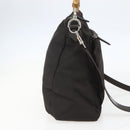 GUCCI Bamboo Shoulder Bag Nylon 2way Brown Silver 000 2404 0509 Auth 151472-4