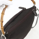 GUCCI Bamboo Shoulder Bag Nylon 2way Brown Silver 000 2404 0509 Auth 151472-6
