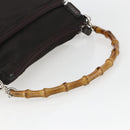 GUCCI Bamboo Shoulder Bag Nylon 2way Brown Silver 000 2404 0509 Auth 151472-7
