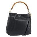 GUCCI Bamboo Shoulder Bag Leather 2way Black Gold 001 3444 1638 Auth 151473-1
