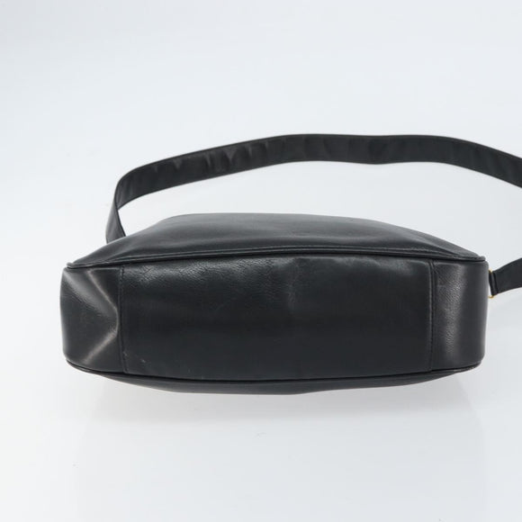 GUCCI Bamboo Shoulder Bag Leather 2way Black Gold 001 3444 1638 Auth 151473