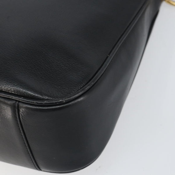 GUCCI Bamboo Shoulder Bag Leather 2way Black Gold 001 3444 1638 Auth 151473