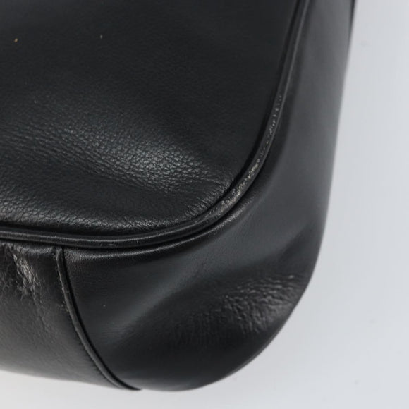 GUCCI Bamboo Shoulder Bag Leather 2way Black Gold 001 3444 1638 Auth 151473