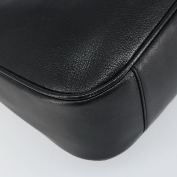 GUCCI Bamboo Shoulder Bag Leather 2way Black Gold 001 3444 1638 Auth 151473