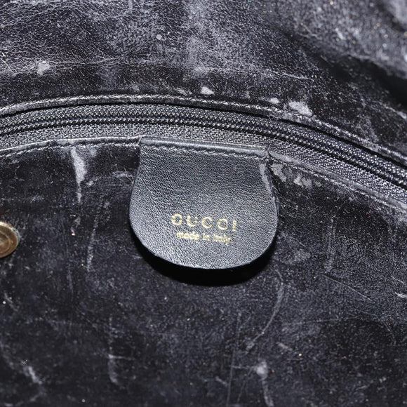 GUCCI Bamboo Shoulder Bag Leather 2way Black Gold 001 3444 1638 Auth 151473
