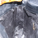 GUCCI Bamboo Shoulder Bag Leather 2way Black Gold 001 3444 1638 Auth 151473-21