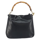 GUCCI Bamboo Shoulder Bag Leather 2way Black Gold 001 3444 1638 Auth 151473-13