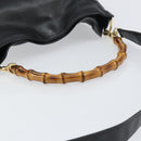 GUCCI Bamboo Shoulder Bag Leather 2way Black Gold 001 3444 1638 Auth 151473-7