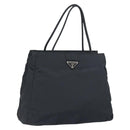 PRADA Hand Bag Nylon Black Silver Auth 151476-1