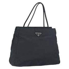 PRADA Hand Bag Nylon Black Silver Auth 151476