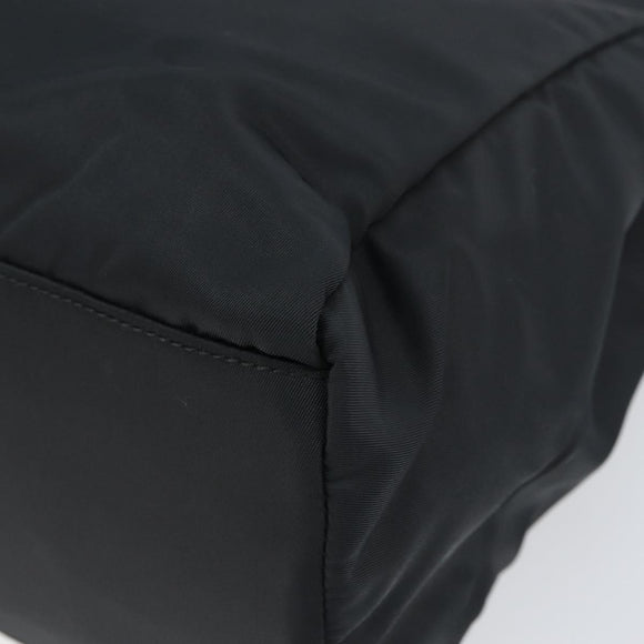 PRADA Hand Bag Nylon Black Silver Auth 151476