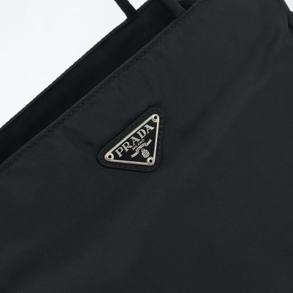 PRADA Hand Bag Nylon Black Silver Auth 151476
