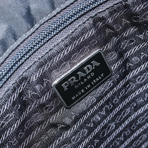 PRADA Hand Bag Nylon Black Silver Auth 151476
