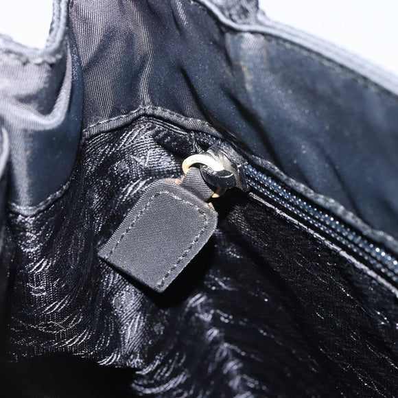 PRADA Hand Bag Nylon Black Silver Auth 151476