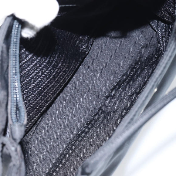 PRADA Hand Bag Nylon Black Silver Auth 151476