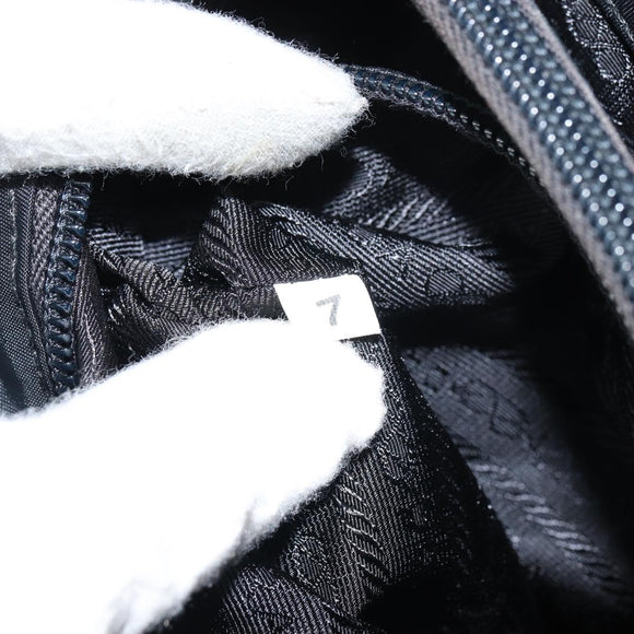 PRADA Hand Bag Nylon Black Silver Auth 151476