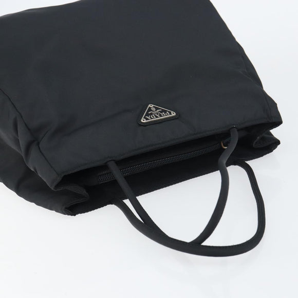 PRADA Hand Bag Nylon Black Silver Auth 151476