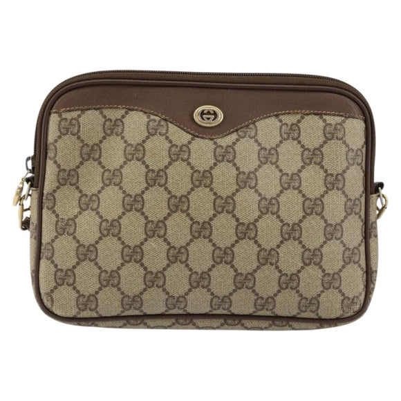 GUCCI GG Supreme Shoulder Bag PVC Beige Gold 97 02 068 Auth 151477