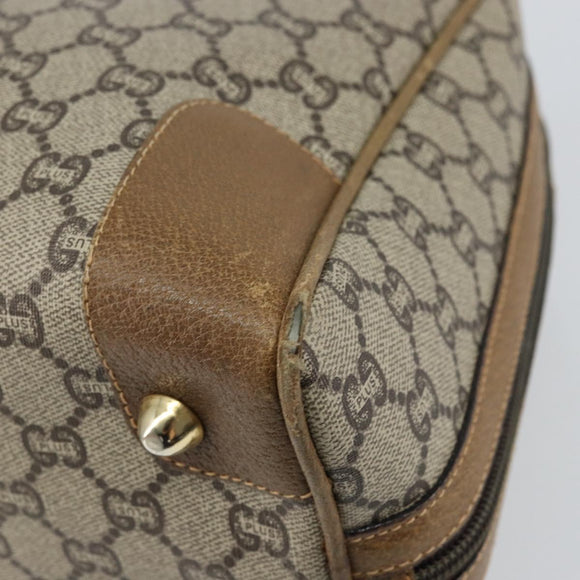 GUCCI GG Plus Supreme Boston Bag PVC Beige Gold Auth 151478