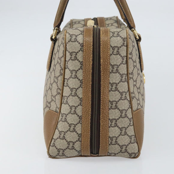 GUCCI GG Plus Supreme Boston Bag PVC Beige Gold Auth 151478