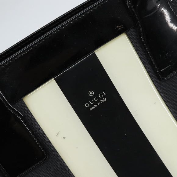 GUCCI Hand Bag Canvas Black Silver 002 1121 1669 Auth 151479