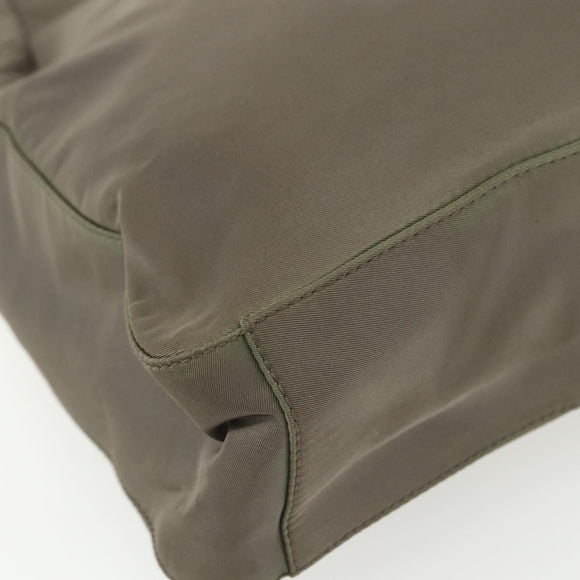 PRADA Shoulder Bag Nylon Khaki Silver Auth 151480