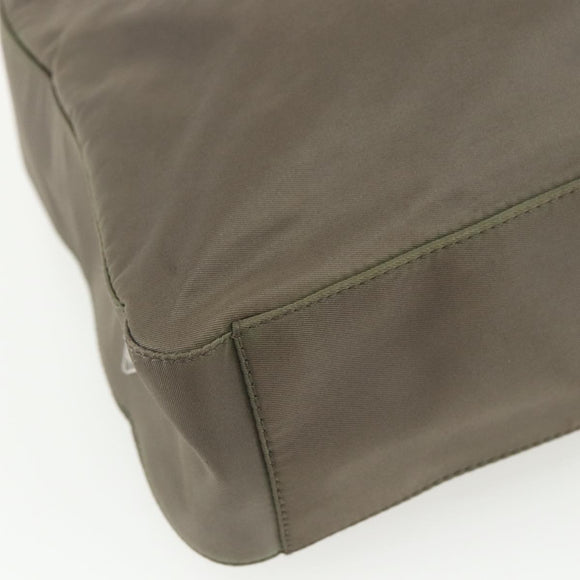 PRADA Shoulder Bag Nylon Khaki Silver Auth 151480