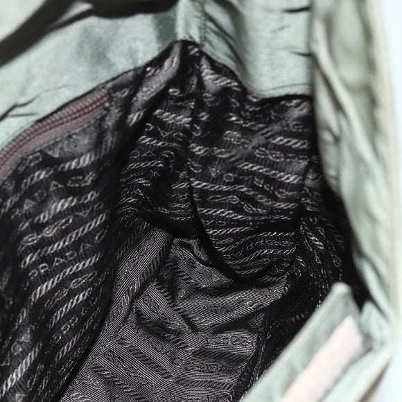 PRADA Shoulder Bag Nylon Khaki Silver Auth 151480