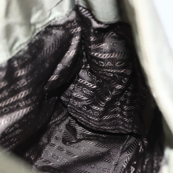 PRADA Shoulder Bag Nylon Khaki Silver Auth 151480