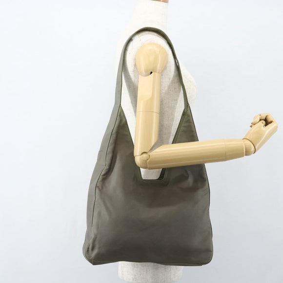 PRADA Shoulder Bag Nylon Khaki Silver Auth 151480