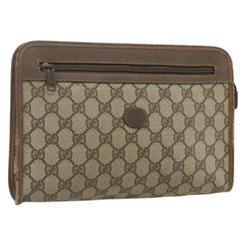 GUCCI GG Supreme Clutch Bag PVC Beige 014 115 6063 Auth 151482
