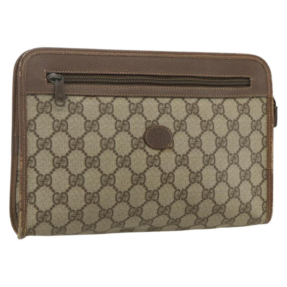 GUCCI GG Supreme Clutch Bag PVC Beige 014 115 6063 Auth 151482