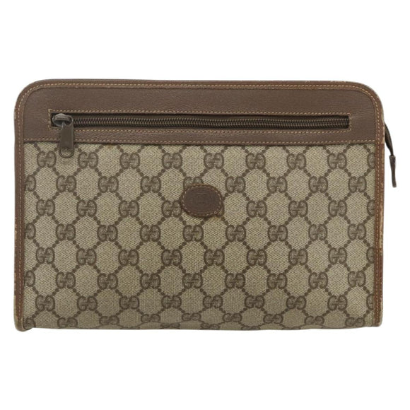 GUCCI GG Supreme Clutch Bag PVC Beige 014 115 6063 Auth 151482
