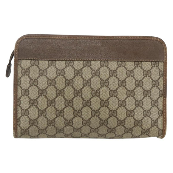 GUCCI GG Supreme Clutch Bag PVC Beige 014 115 6063 Auth 151482