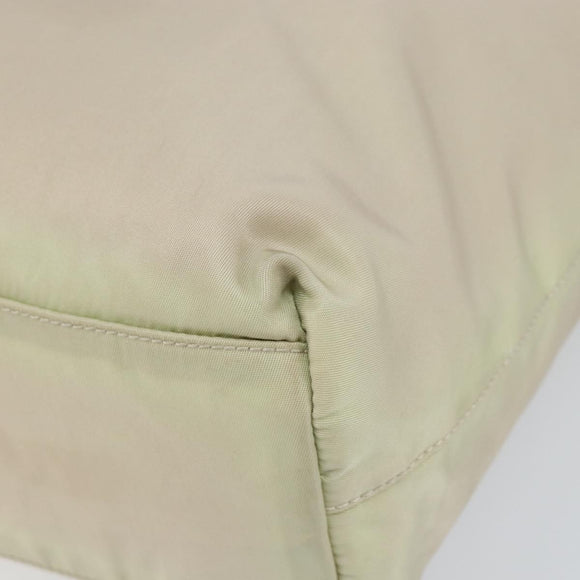 PRADA Hand Bag Nylon Beige Silver Auth 151486