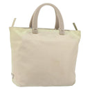 PRADA Hand Bag Nylon Beige Silver Auth 151486-1